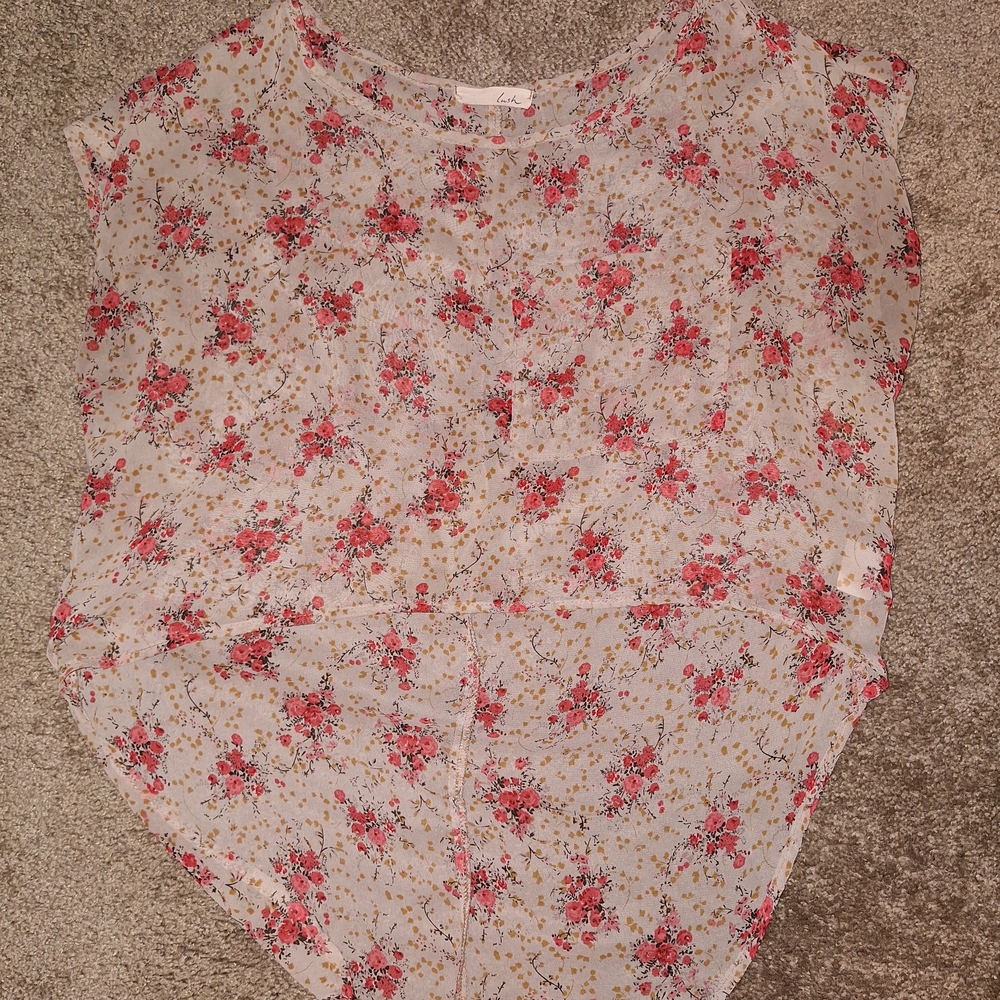 Lush Floral Sheer Blouse - Pink and Red